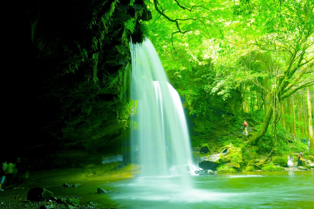 新緑に包まれた鍋ケ滝