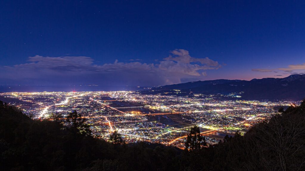 秦野市 市街地のパノラマ夜景